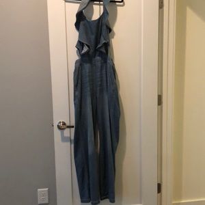 Blue jean ruffled romper pants!!